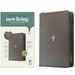 NLT Thinline Reference Zipper Bible, Filament Enabled (Leatherlike, Textured Cross Gray, Indexed, Red Letter)