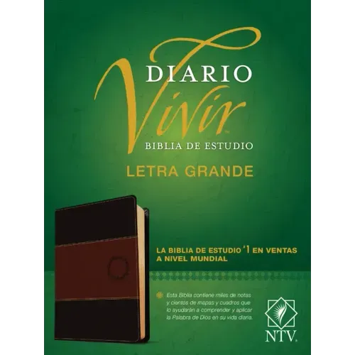 Biblia de Estudio del Diario Vivir Ntv, Letra Grande (Sentipiel, Café/Café Claro, Letra Roja)