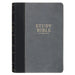KJV Study Bible, Standard King James Version Holy Bible, Thumb Tabs, Ribbons, Vegan Leather, Gray/Black Two-Tone