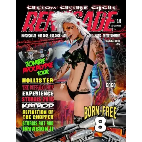 Renegade Magazine Issue 35: Renegade magazine is a kustom kulture publication featuring custom motorcycles, rat rods, artist pin-ups and more wild