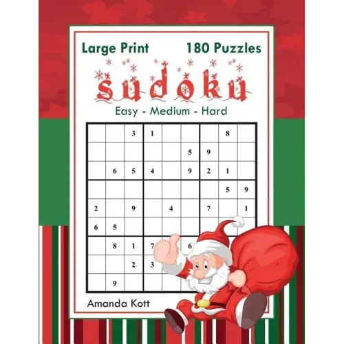 Large Print Sudoku - Christmas Edition - 180 Easy to Hard Puzzles: Large Print Sudoku Book for Adults - Book 1
