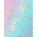 Notebook: Deep Blue and Pastel Hue Marble and Rose Gold - 8.5 x 11, 150 Wide Ruled Pages - Gift for Women and Teen Girls