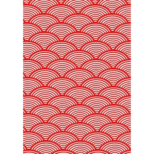 Japanese Kanji Practice Paper Notebook: 130 sheets, Asian Calligraphy, Red Geometric Artwork