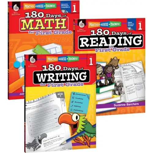 180 Days(tm) Reading, Writing and Math for Grade 1: 3-Book Set: Practice, Assess, Diagnose