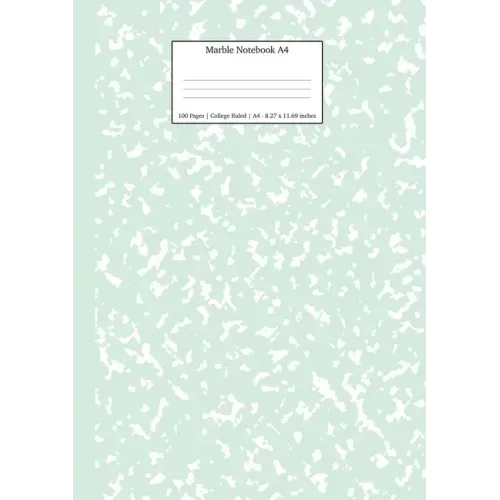 Marble Notebook A4: Mint Green College Ruled Journal