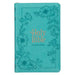 KJV Holy Bible, Standard Size Faux Leather Red Letter Edition - Thumb Index & Ribbon Marker, King James Version, Teal Floral Zipper Closure