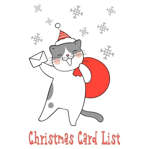 Christmas Card List: Organize and Track Holiday Greetings Sent and Received Cat & Snowflake Theme
