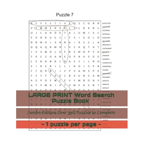 LARGE PRINT Word Search Puzzle Book - 1 puzzle per page - Jumbo Edition Over 350 Puzzles to Complete
