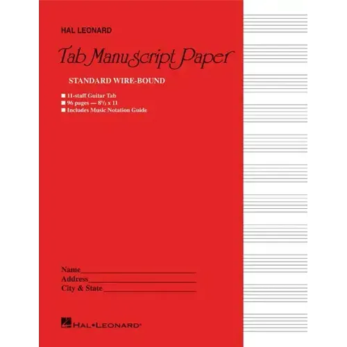 Guitar Tablature Manuscript Paper Wire-Bound Blank Sheet Music Book 11 Tablature Staves Per Page for Guitarists and Composers