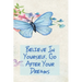 Believe in Yourself. Go After Your Dreams: Inspirational College Ruled Notebook - Watercolor Scene With Butterly On Flowers