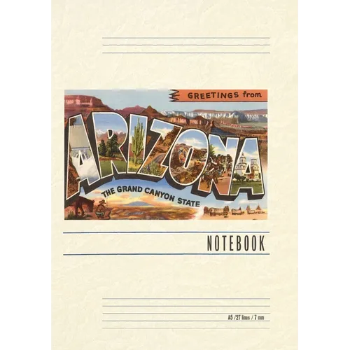 Vintage Lined Notebook Greetings from Arizona, Grand Canyon