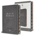 KJV Holy Bible, Giant Print Thinline Large Format, Gray Premium Imitation Leather with Ribbon Marker, Red Letter, and Thumb Index