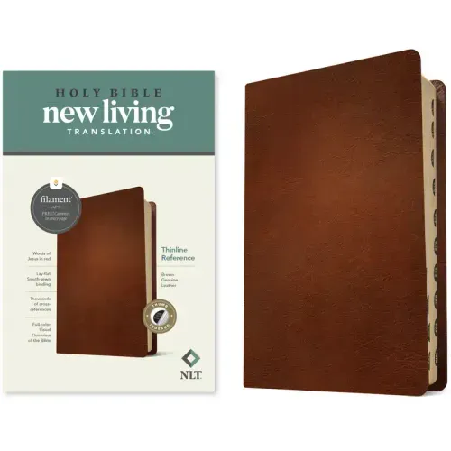 NLT Thinline Reference Bible, Filament Enabled (Genuine Leather, Brown, Indexed, Red Letter)