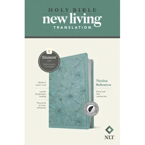 NLT Thinline Reference Bible, Filament Enabled (Leatherlike, Floral Leaf Teal, Indexed, Red Letter)