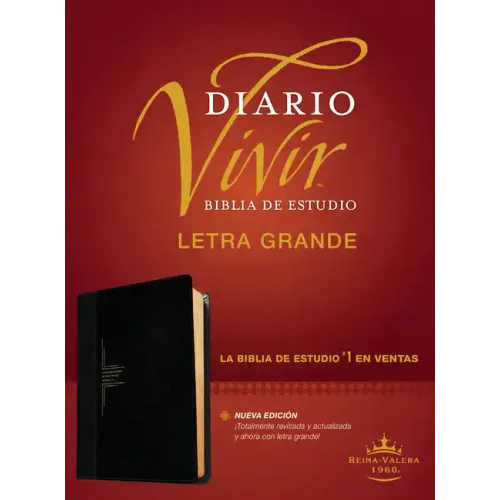Biblia de Estudio del Diario Vivir Rvr60, Letra Grande (Letra Roja, Sentipiel, Negro/Ónice, Índice)