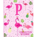 Composition Notebook P: Pink Flamingo Initial P Composition Wide Ruled Notebook
