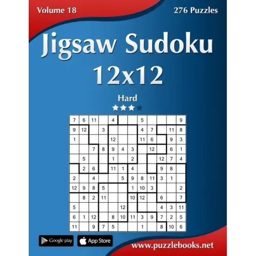Jigsaw Sudoku 12x12 - Hard - Volume 18 - 276 Puzzles