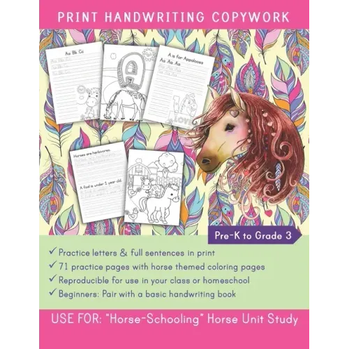 Print Handwriting Copywork Pre-K to Grade 3: Use for: "HorseSchooling" Horse Unit Study