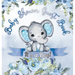 It's a Boy! Baby Shower Guest Book: Cute Elephant Square Hardcover Baby Shower Guest Book for Boys, Blue Floral Theme - Sign-In, Wishes for Baby & Pho