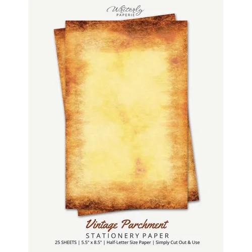 Vintage Parchment Stationery Paper: Half Letter Size Paper, Old Texture Style, Letter Writing Paper, 25-sheets
