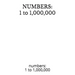 Numbers: 1 to 1,000,000: numbers: 1 to 1,000,000