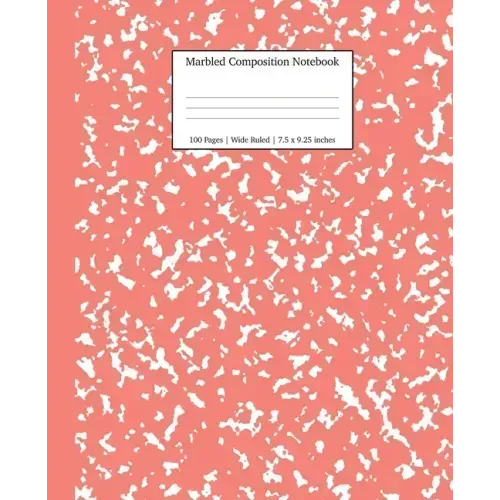 Marbled Composition Notebook: Coral Pink Marble Wide Ruled Paper Subject Book