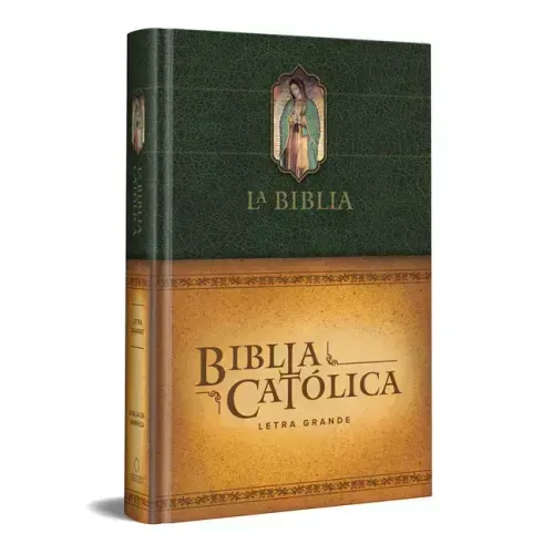 La Biblia Católica: Tamaño Grande, Edición Letra Grande. Tapa Dura, Verde, Con Virgen