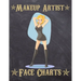 Makeup Artist Face Charts: Makeup cards to paint the face directly on paper with real make-up - Ideal for: professional make-up artists, vloggers