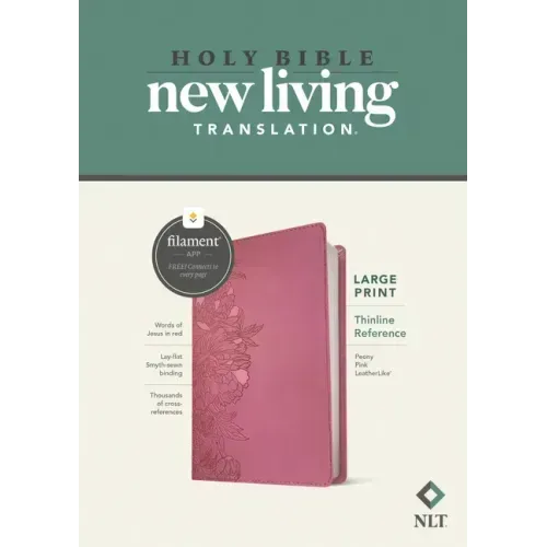 NLT Large Print Thinline Reference Bible, Filament Enabled (Leatherlike, Peony Pink, Red Letter)