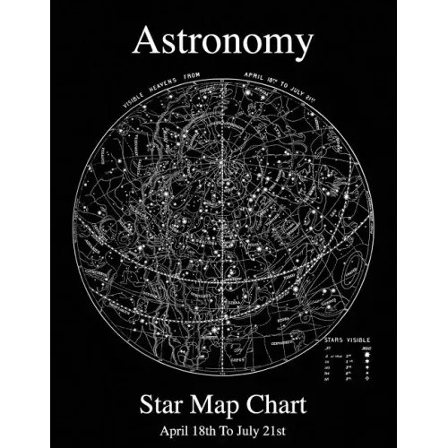 Astronomy Star Map Chart April 18th To July 21st