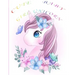 cute girl unicorn: girly drawings style