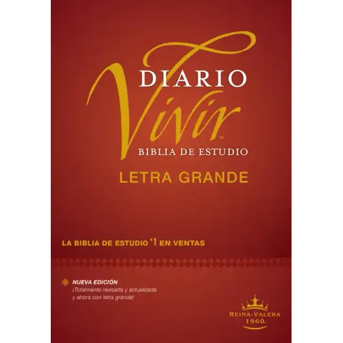 Biblia de Estudio del Diario Vivir Rvr60, Letra Grande (Letra Roja, Tapa Dura, Índice)