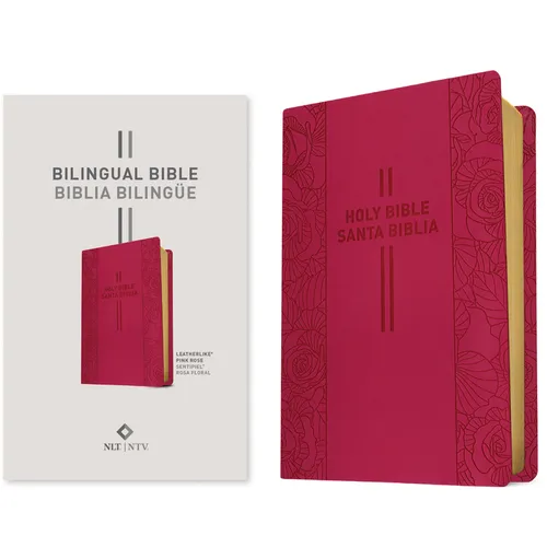 Bilingual Bible / Biblia Bilingüe Nlt/Ntv (Leatherlike, Pink Rose)