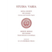 Studia Varia: (Royal Society of Canada, Literary and Scientific Papers)