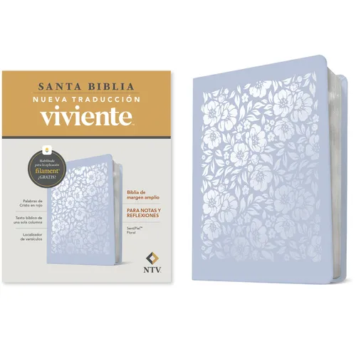 Biblia de Margen Amplio Ntv Con Filament (Sentipiel, Floral, Letra Roja)