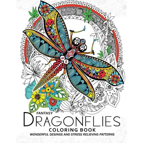 Fantasy Dragonflies Coloring book for Adult: Nice Design of Flower, Floral and Dragonfly in the spring garden