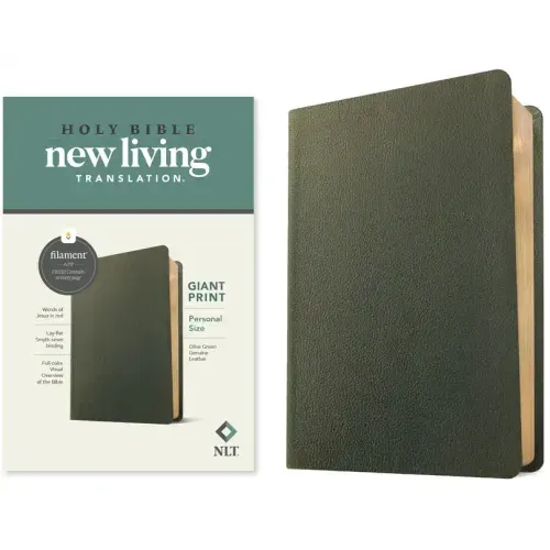 NLT Personal Size Giant Print Bible, Filament Enabled (Genuine Leather, Olive Green, Red Letter)