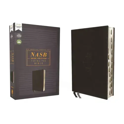 Nasb, Thinline Bible, Leathersoft, Black, Red Letter Edition, 2020 Text, Thumb Indexed, Comfort Print