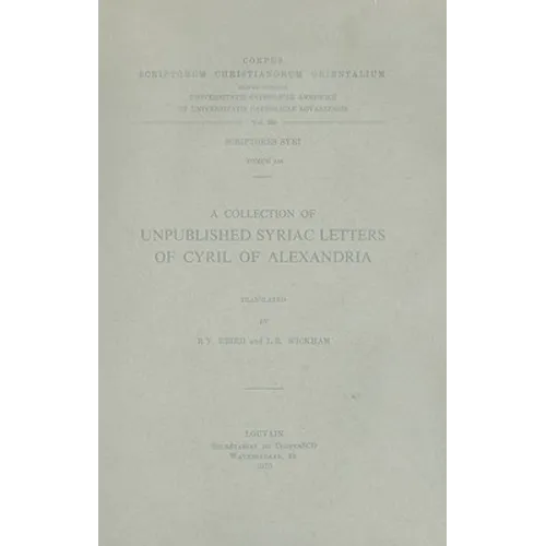 A Collection of Unpublished Syriac Letters of Cyril of Alexandria. Syr. 158: V.