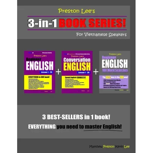 Preston Lee's 3-in-1 Book Series! Beginner English, Conversation English Lesson 1 - 20 & Beginner English 100 Word Searches For Vietnamese Speakers