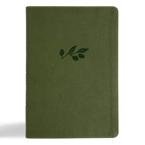 CSB Giant Print Single-Column Bible, Olive Leathertouch