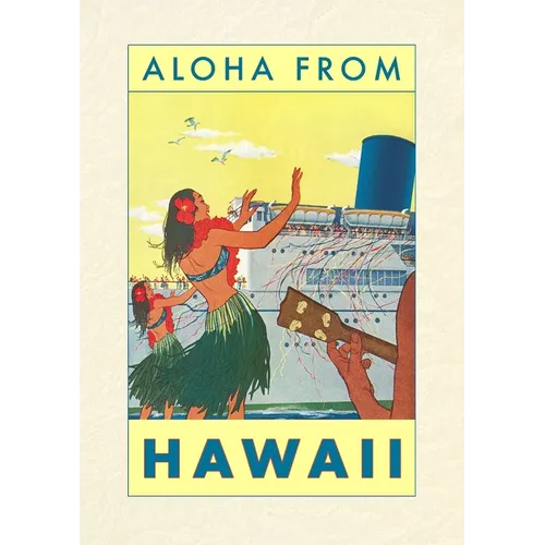 Vintage Lined Notebook Aloha from Hawaii, Hawaiian Girls Greeting Cruise Ship
