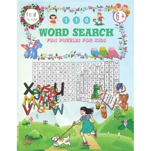 110 Word Search Fun Puzzles for Kids: Fun puzzles for kids age 6+. Animals names word search consisting of letters arranged in a grid and the objectiv
