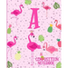 Composition Notebook A: Pink Flamingo Initial A Composition Wide Ruled Notebook
