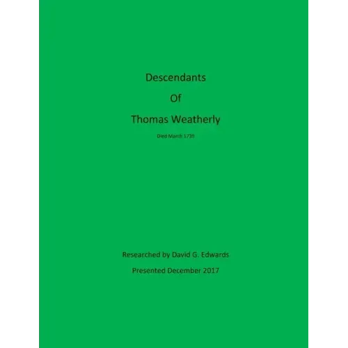 Descendants of Thomas Weatherly