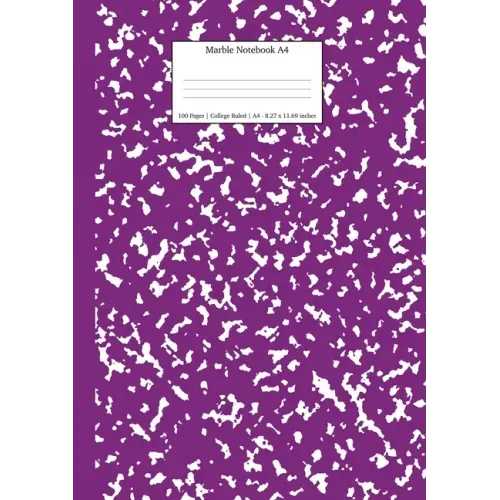 Marble Notebook A4: Purple Marble College Ruled Journal