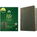 NLT Life Application Study Bible, Third Edition (Genuine Leather, Olive Green, Indexed, Red Letter)