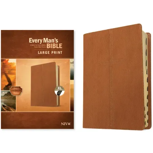 Every Man's Bible Niv, Large Print (Leatherlike, Cross Saddle Tan, Indexed)