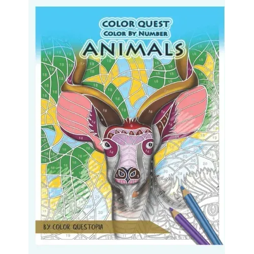 Color Quest Color by Number Animals: Jumbo Adult Coloring Book for Stress Relief