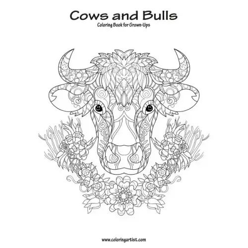Cows and Bulls Coloring Book for Grown-Ups 1